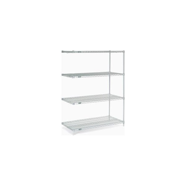 Global Equipment Nexelate Silver Epoxy Wire Shelving Add-On 48"W x 24"D x 63"H A24486EP - main